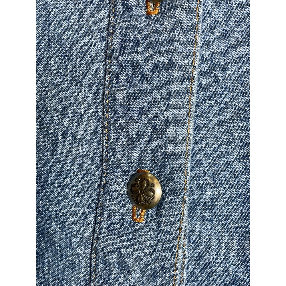 Coldwater Creek Denim Shirt Jacket Size Large Velvet Cuffs Size Large A line - Picture 4 of 8